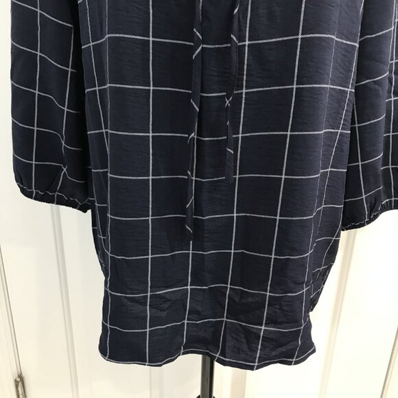 NYCC Women's Windowpane Lace Up Blouse M - Picture 3 of 8